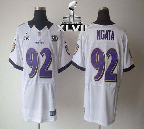  Ravens #92 Haloti Ngata White Super Bowl XLVII Men's Stitched NFL Elite Jersey