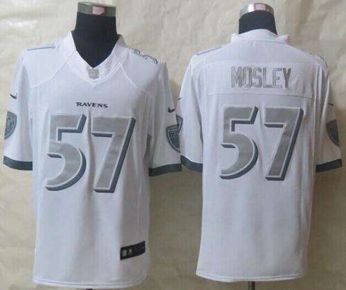 Ravens #57 C.J. Mosley White Men's Stitched NFL Limited Platinum Jersey