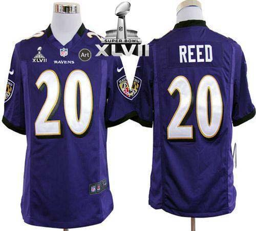  Ravens #20 Ed Reed Purple Team Color Super Bowl XLVII Men's Stitched NFL Game Jersey