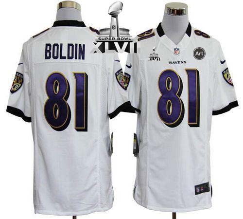  Ravens #81 Anquan Boldin White Super Bowl XLVII Men's Stitched NFL Game Jersey