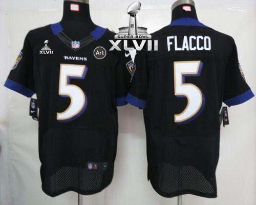  Ravens #5 Joe Flacco Black Alternate Super Bowl XLVII Men's Stitched NFL Elite Jersey
