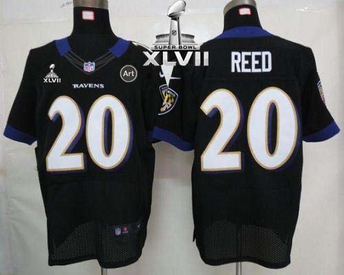  Ravens #20 Ed Reed Black Alternate Super Bowl XLVII Men's Stitched NFL Elite Jersey