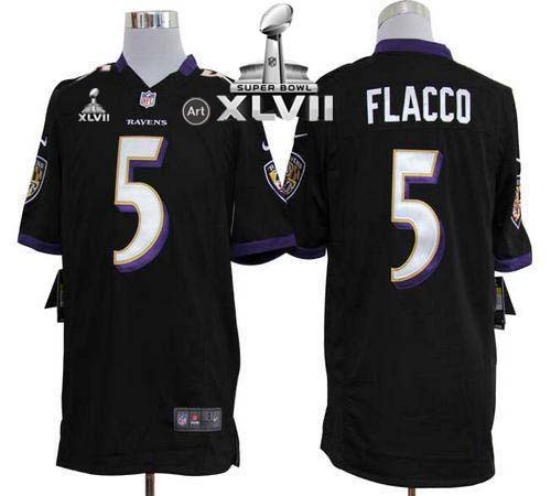  Ravens #5 Joe Flacco Black Alternate Super Bowl XLVII Men's Stitched NFL Game Jersey