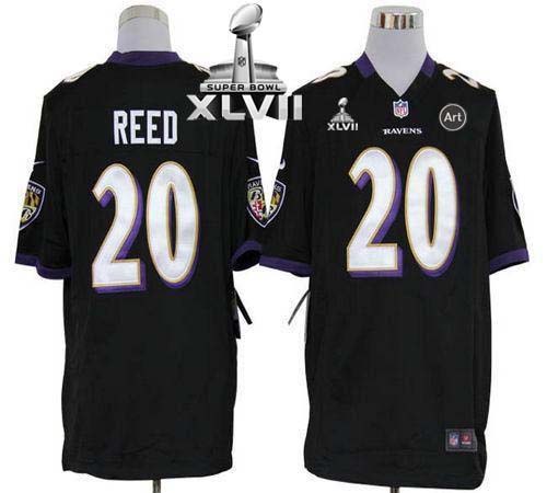  Ravens #20 Ed Reed Black Alternate Super Bowl XLVII Men's Stitched NFL Game Jersey