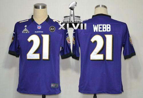  Ravens #21 Lardarius Webb Purple Team Color Super Bowl XLVII Men's Stitched NFL Game Jersey