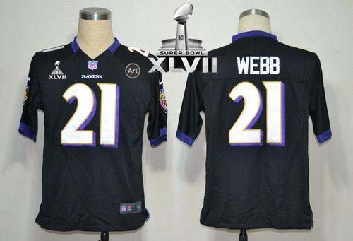  Ravens #21 Lardarius Webb Black Alternate Super Bowl XLVII Men's Stitched NFL Game Jersey