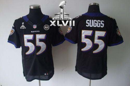  Ravens #55 Terrell Suggs Black Alternate Super Bowl XLVII Men's Stitched NFL Elite Jersey