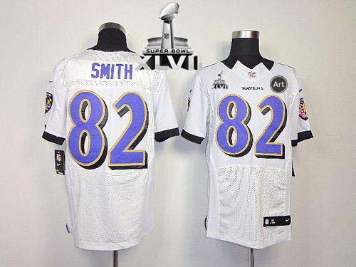  Ravens #82 Torrey Smith White Super Bowl XLVII Men's Stitched NFL Elite Jersey