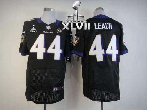  Ravens #44 Vonta Leach Black Alternate Super Bowl XLVII Men's Stitched NFL Elite Jersey