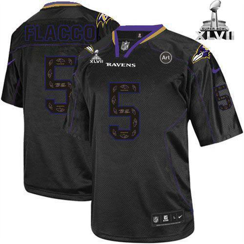  Ravens #5 Joe Flacco New Lights Out Black Super Bowl XLVII Men's Stitched NFL Elite Jersey