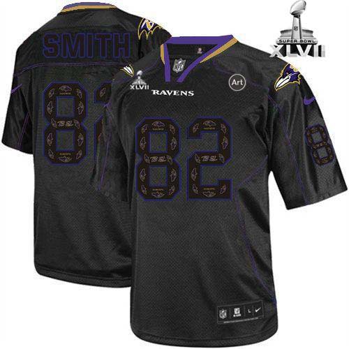  Ravens #82 Torrey Smith New Lights Out Black Super Bowl XLVII Men's Stitched NFL Elite Jersey