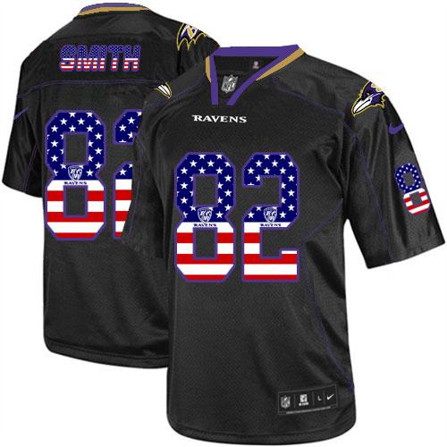  Ravens #82 Torrey Smith Black Men's Stitched NFL Elite USA Flag Fashion Jersey