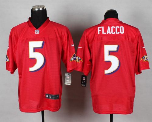  Ravens #5 Joe Flacco Red Men's Stitched NFL Elite QB Practice Jersey
