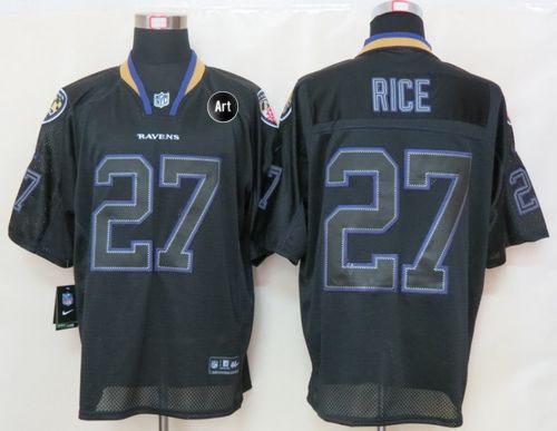  Ravens #27 Ray Rice Lights Out Black With Art Patch Men's Stitched NFL Elite Jersey