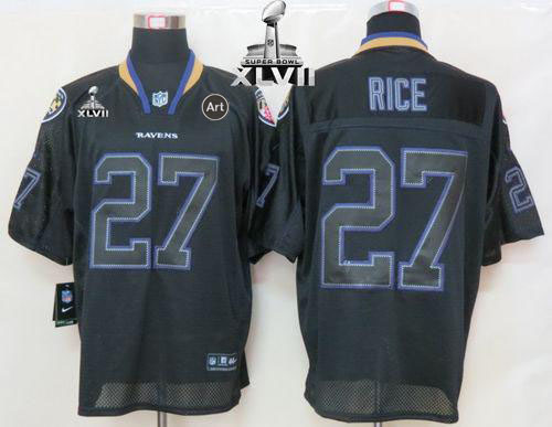  Ravens #27 Ray Rice Lights Out Black Super Bowl XLVII Men's Stitched NFL Elite Jersey