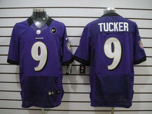  Ravens #9 Justin Tucker Purple Team Color With Art Patch Men's Stitched NFL Elite Jersey