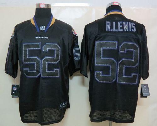 Ravens #52 Ray Lewis Lights Out Black Men's Stitched NFL Elite Jersey