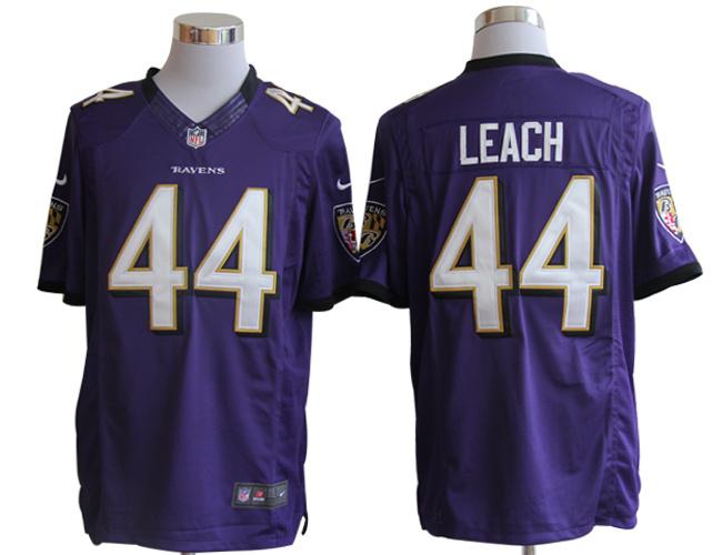  Ravens #44 Vonta Leach Purple Team Color Men's Stitched NFL Limited Jersey