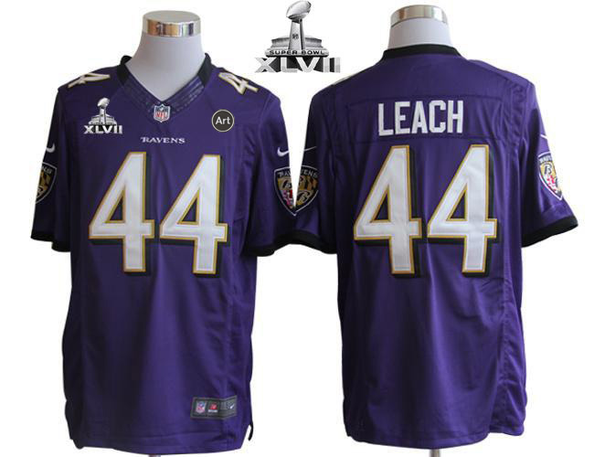  Ravens #44 Vonta Leach Purple Team Color Super Bowl XLVII Men's Stitched NFL Limited Jersey