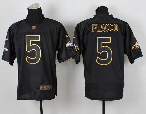  Ravens #5 Joe Flacco Black Gold No. Fashion Men's Stitched NFL Elite Jersey