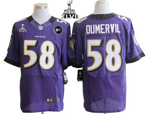  Ravens #58 Elvis Dumervil Purple Team Color Super Bowl XLVII Men's Stitched NFL Elite Jersey