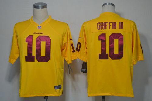  Redskins #10 Robert Griffin III Yellow Men's Stitched NFL Elite Jersey