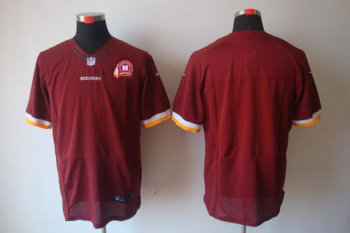  Redskins Blank Burgundy Red Team Color With 80TH Patch Men's Stitched NFL Elite Jersey