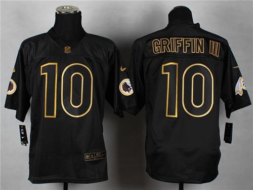  Redskins #10 Robert Griffin III Black Men's Gold No. Fashion Men's Stitched NFL Elite Jersey