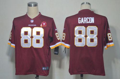  Redskins #88 Pierre Garcon Burgundy Red Team Color With 80TH Patch Men's Stitched NFL Game Jersey