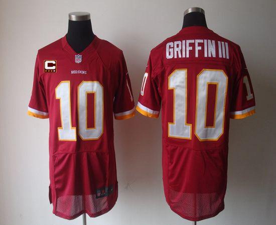  Redskins #10 Robert Griffin III Burgundy Red Team Color With C Patch Men's Stitched NFL Elite Jersey