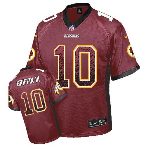  Redskins #10 Robert Griffin III Burgundy Red Team Color Men's Stitched NFL Elite Drift Fashion Jersey