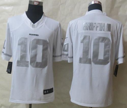  Redskins #10 Robert Griffin III White Men's Stitched NFL Limited Platinum Jersey