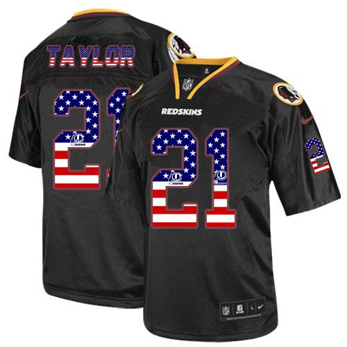  Redskins #21 Sean Taylor Black Men's Stitched NFL Elite USA Flag Fashion Jersey