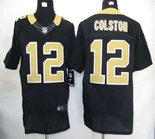  Saints #12 Marques Colston Black Team Color Men's Stitched NFL Elite Jersey