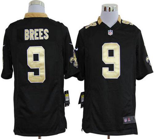  Saints #9 Drew Brees Black Team Color Men's Stitched NFL Game Jersey