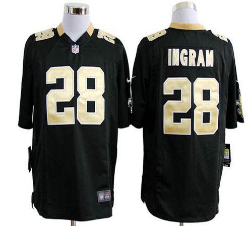  Saints #28 Mark Ingram Black Team Color Men's Stitched NFL Game Jersey