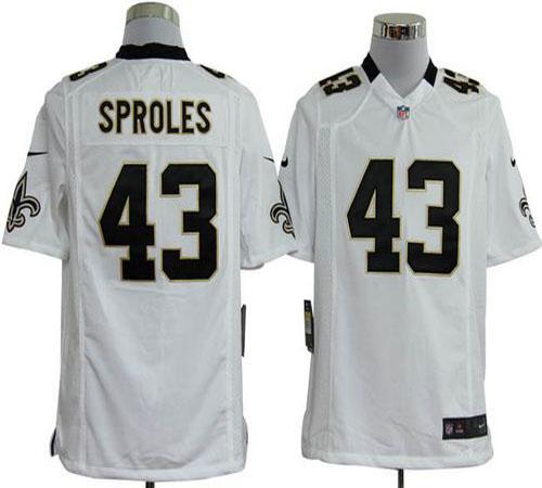  Saints #43 Darren Sproles White Men's Stitched NFL Game Jersey