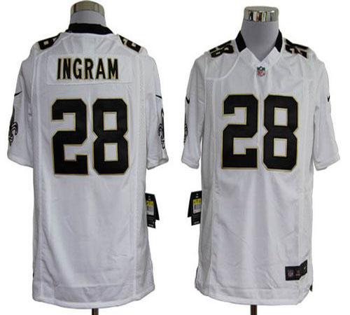  Saints #28 Mark Ingram White Men's Stitched NFL Game Jersey