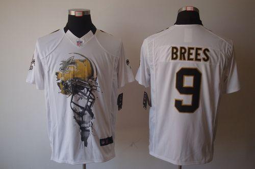  Saints #9 Drew Brees White Men's Stitched NFL Helmet Tri Blend Limited Jersey