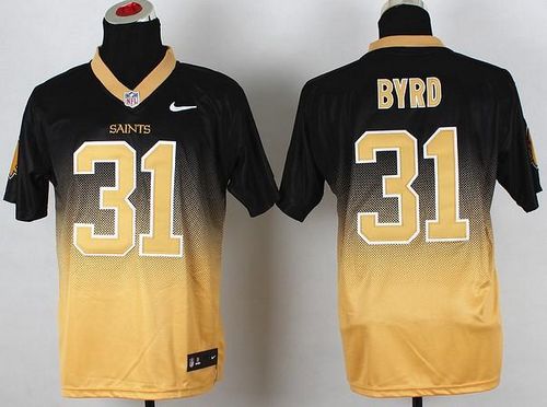  Saints #31 Jairus Byrd Black/Gold Men's Stitched NFL Elite Fadeaway Fashion Jersey