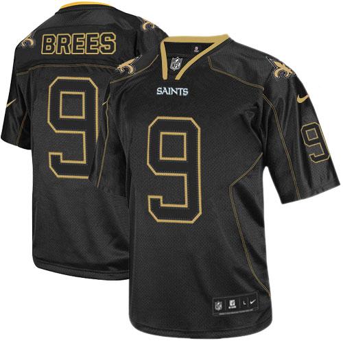  Saints #9 Drew Brees Lights Out Black Men's Stitched NFL Elite Jersey