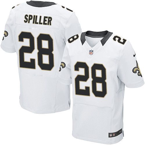  Saints #28 C.J. Spiller White Men's Stitched NFL Elite Jersey