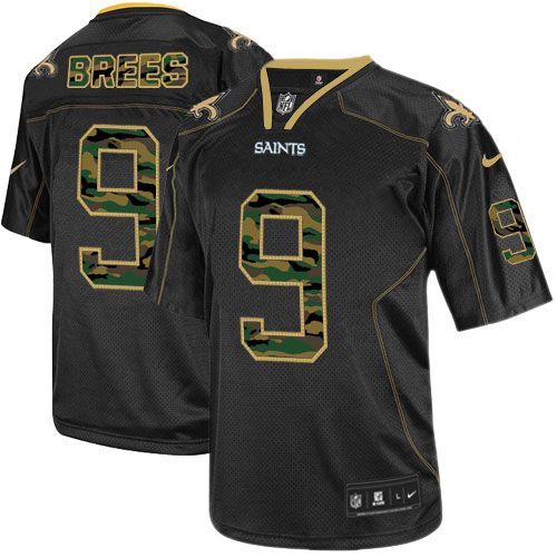  Saints #9 Drew Brees Black Men's Stitched NFL Elite Camo Fashion Jersey