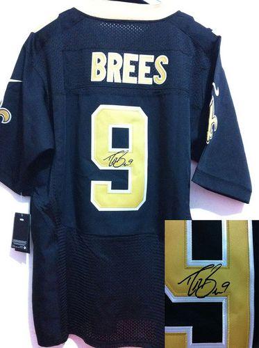  Saints #9 Drew Brees Black Team Color Men's Stitched NFL Elite Autographed Jersey
