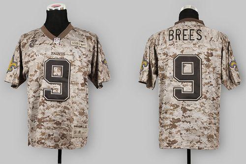  Saints #9 Drew Brees Camo USMC Men's Stitched NFL New Elite Jersey
