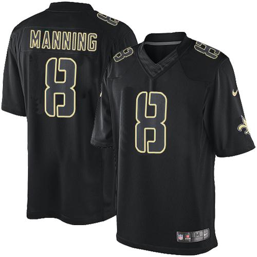  Saints #8 Archie Manning Black Men's Stitched NFL Impact Limited Jersey