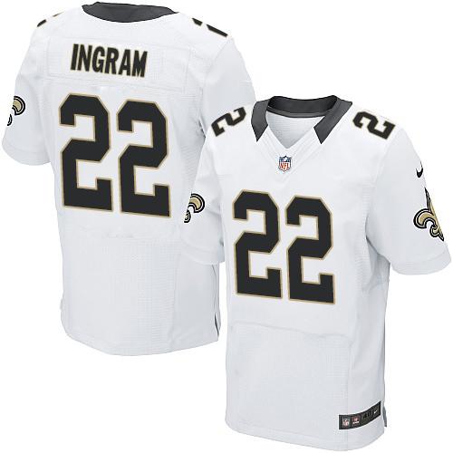  Saints #22 Mark Ingram White Men's Stitched NFL Elite Jersey