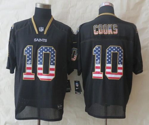  Saints #10 Brandin Cooks Black Men's Stitched NFL Elite USA Flag Fashion Jersey