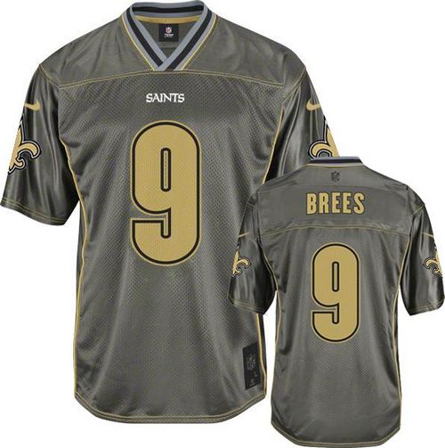  Saints #9 Drew Brees Grey Men's Stitched NFL Elite Vapor Jersey