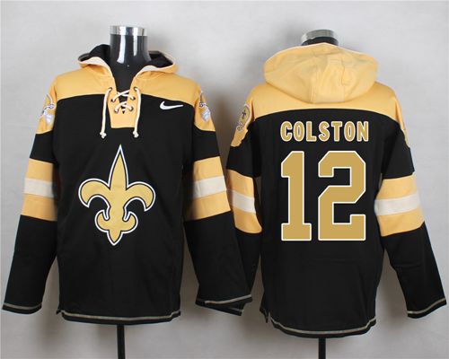  Saints #12 Marques Colston Black Player Pullover NFL Hoodie
